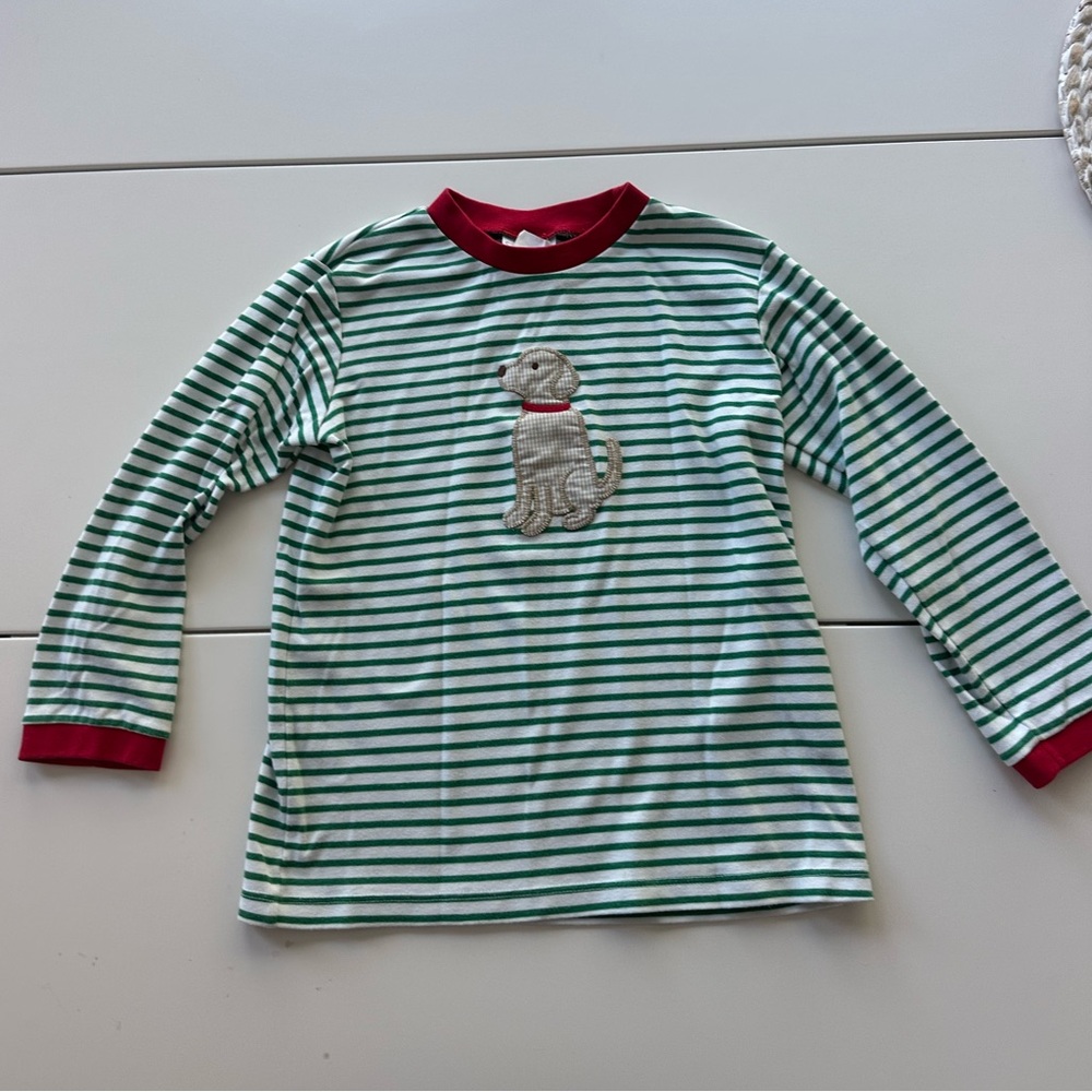Striped Long Sleeve Shirt with dog